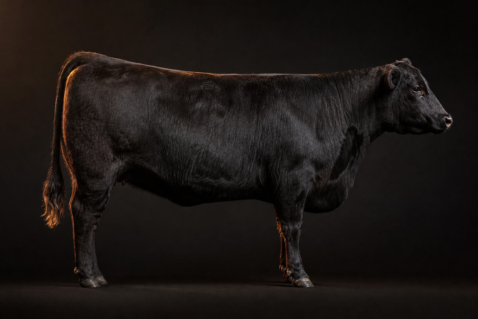 Angus beef animal side view